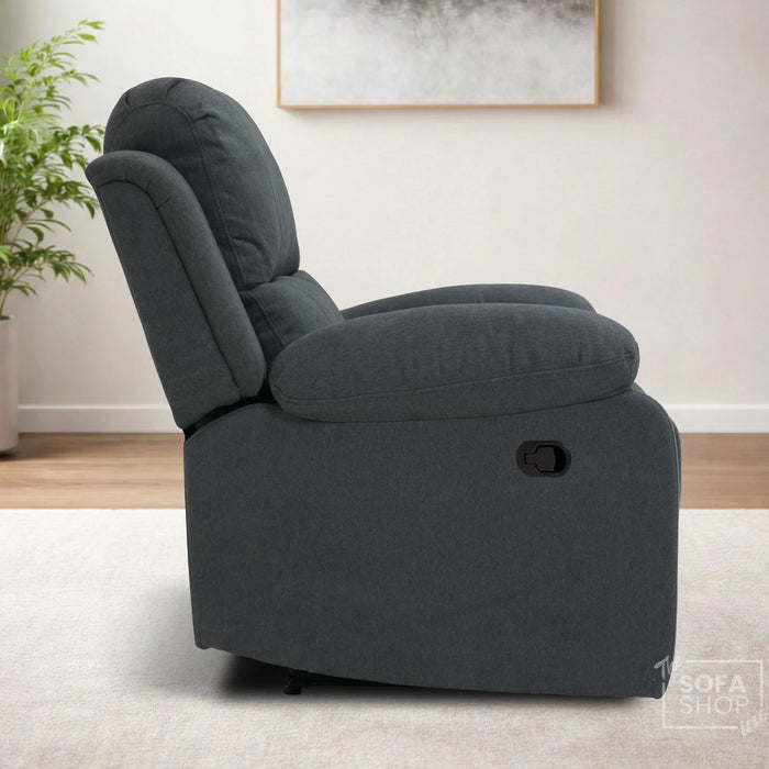 1 Seater Manual Recliner Chair | Dark Grey Fabric | Trento