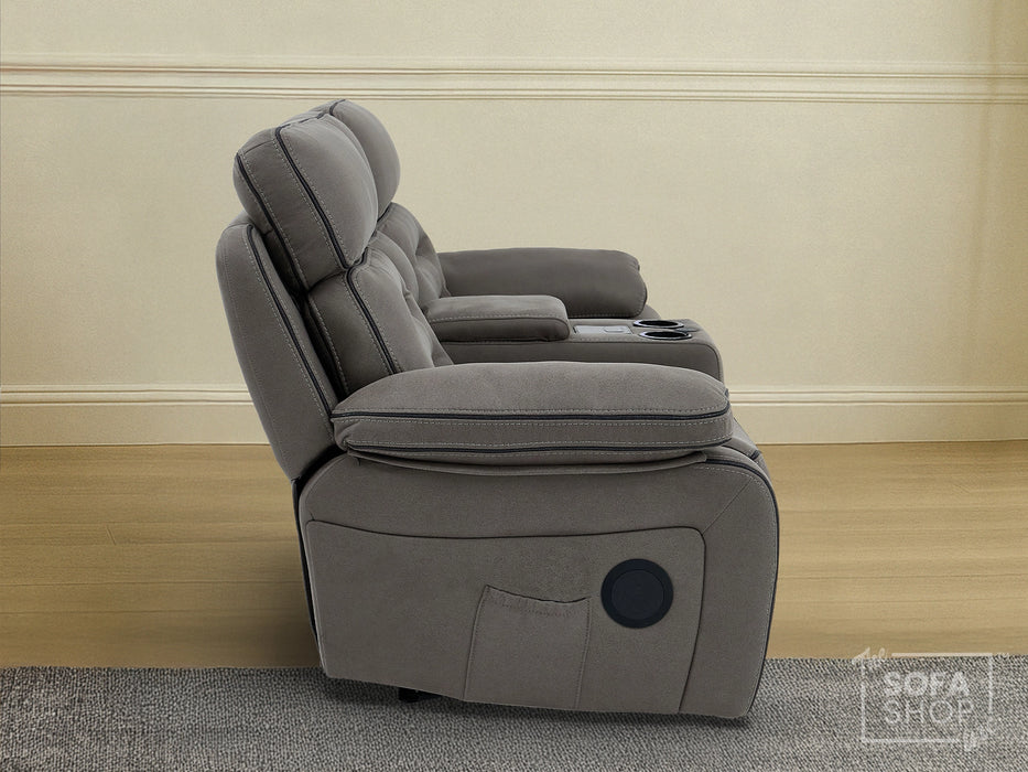 2 Seater Smart Tech Electric Recliner Cinema Sofa | Grey Fabric | Tuscany