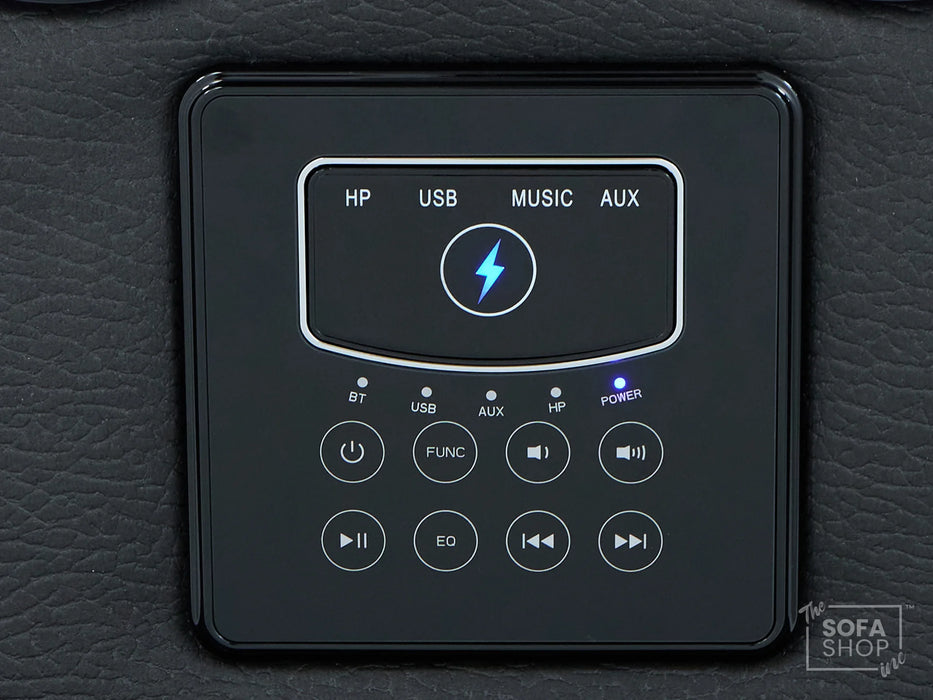 2 Seat Electric Recliner Home Cinema Sofa | Fabric Couch In Charcoal Grey | Hi-Tech Sofa with Massage + Chilled Cupholders + Console + USB | Florence