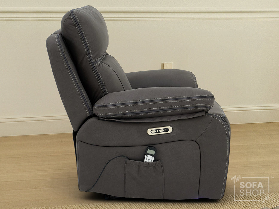 3+2+1 Piece Electric Home Cinema Theatre Sofa Set | Fabric Couch Suite Package In Grey with Console + USB + Massage + Storage | Vinsonova | The Sofa Shop