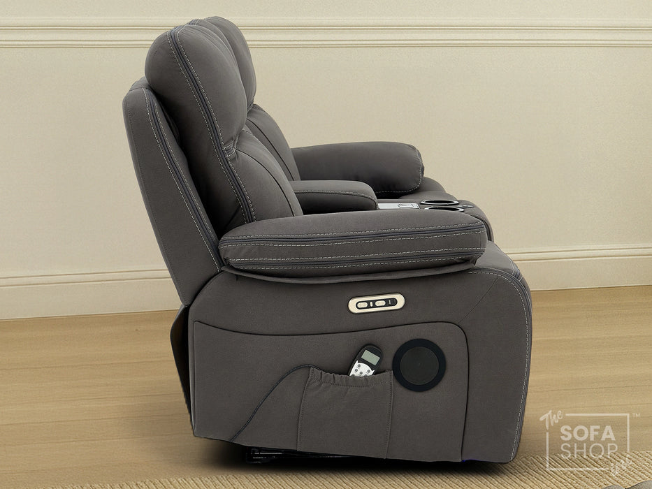 3+2+1 Piece Electric Home Cinema Theatre Sofa Set | Fabric Couch Suite Package In Grey with Console + USB + Massage + Storage | Vinsonova | The Sofa Shop