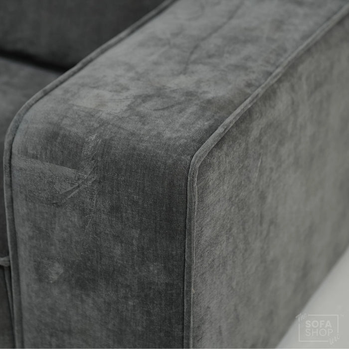 1 Seater Static Grey Fabric Sofa With Freestanding Flexibility | Tape Marks On Arms & Black Mark At Back | Vicenza | Second Hand Sofa 28