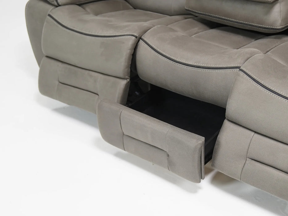 3 Seater Electric Recliner Cinema Sofa In Grey Resilience Fabric | Left & Right Side Panels Scuffed at Back | Tuscany | Customer Return in Good Condition – Second Hand Sofas 11