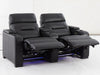 2 Seat Electric Recliner Home Cinema Theatre Sofa | Real Leather Couch In Black + LED Lights + LED Cupholders + Storage - Trapani - 26