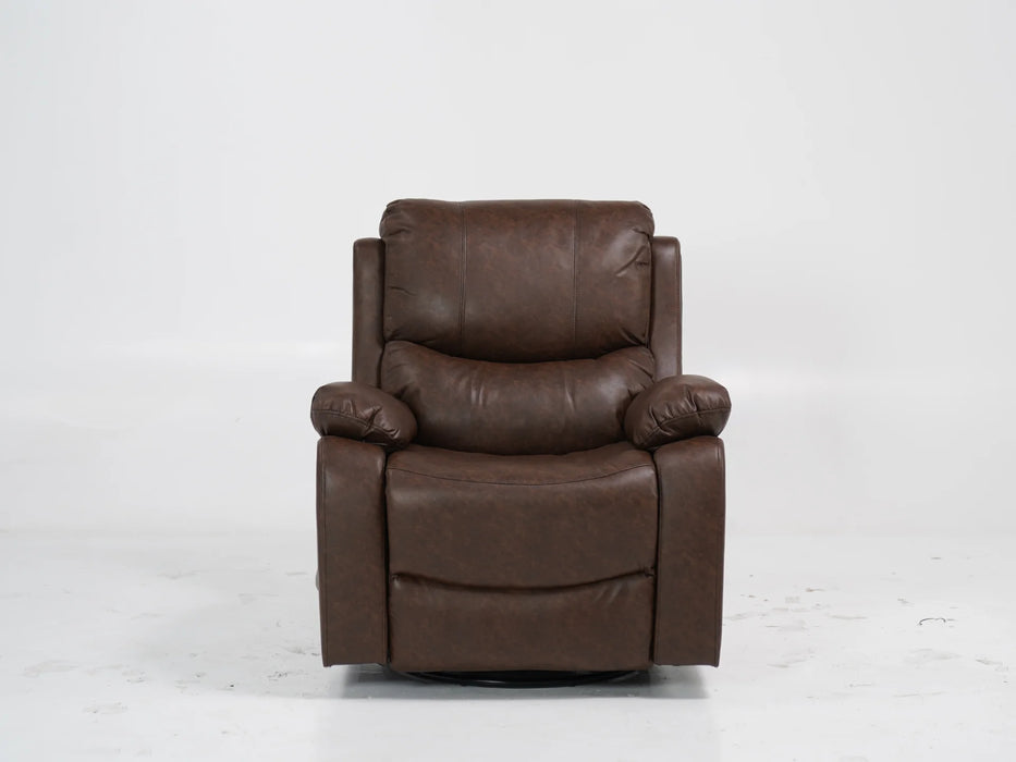 Brown Leather Rocking & Swivel Massage Chair - 12