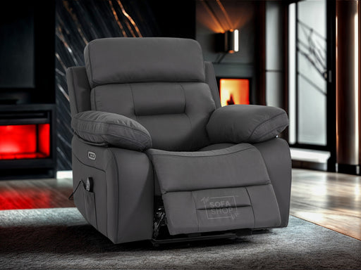 Fabric Cinema Seat in Grey with Power Headrest,  Massage, Power Recliner & USB Charging Button | Grey Fabric | Sicily | The Sofa Shop