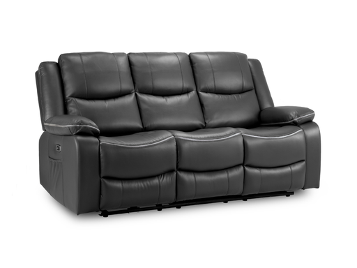 3 Seater Power Recliner Couch | Black Leather Electric Reclining Sofa with USB Ports | Harald | The Sofa Shop