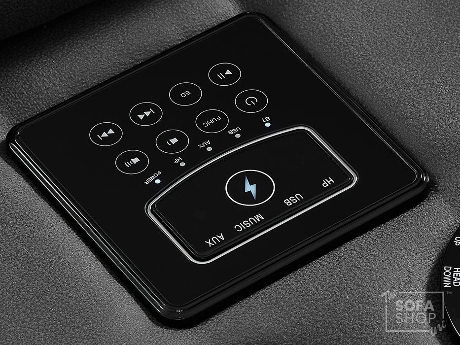 2 Seater Electric Recliner Cinema Sofa in Grey Fabric | Hi-Tech Cinema Seats with Console, Power Headrest, Power Recliner, Bluetooth, Socket Set, Storage Drawer, USB & Wireless Charging | Sicily