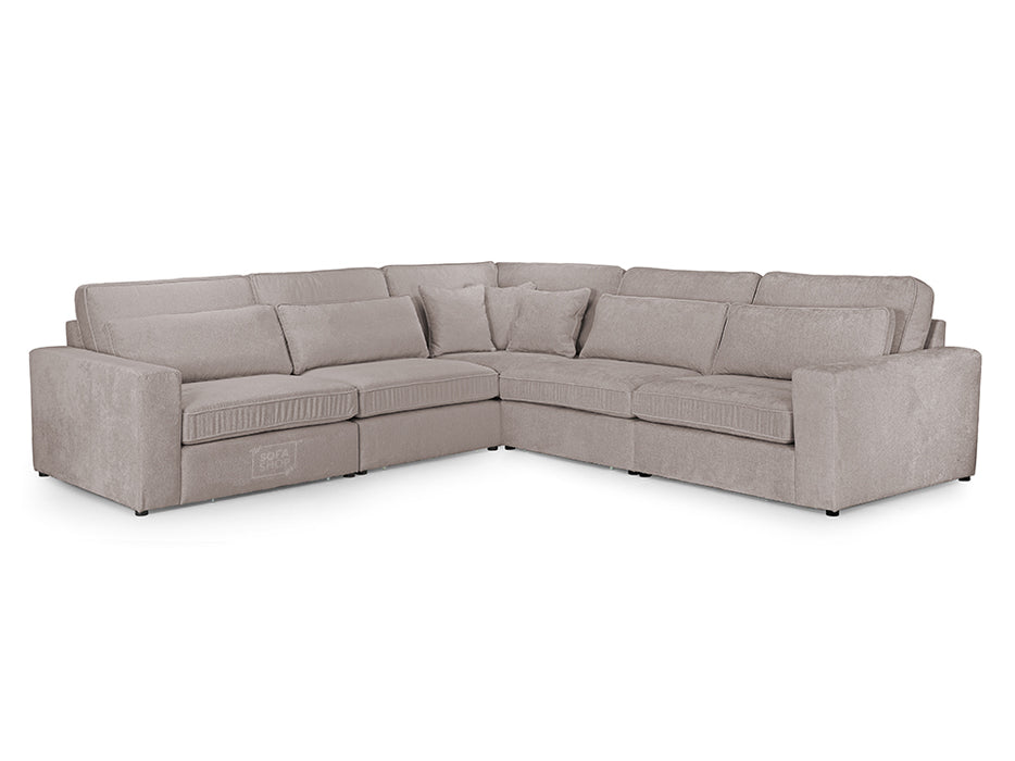 Modular Corner Sofa In Grey, White Or Mocha Fabric -  Kiana