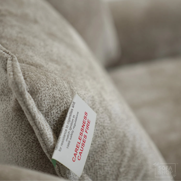 Static Beige Fabric 2 Seater Couch With Removable Cushions, Static Design | Dent On RHF Arm | Genova | Second Hand Sofa 26