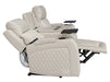 2 Seater Smart Electric Recliner Hi-Tech Cinema Sofa in Light Beige Leather with USB Ports, Cup Holders, Speakers & Massage - Venice Series One