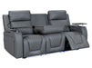 3 Seater Electric Recliner with Power, Massage & Cup Holders - Smart Cinema Sofa in Grey Leather - Venice Series Two