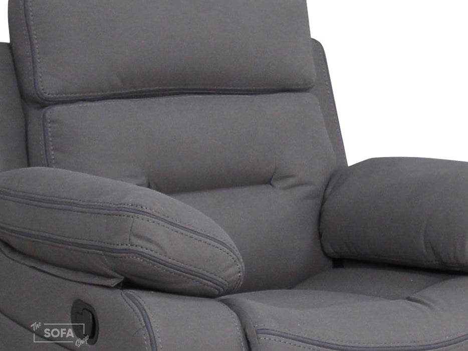 1+1 Set of Sofa Chairs. 2 Recliner Chairs in Grey Fabric - Foster