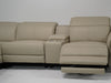 Cream Leather Curved Arm Recliner Corner Sofa with Power Headrest + USB + Storage + Silver Cup Holders - 34