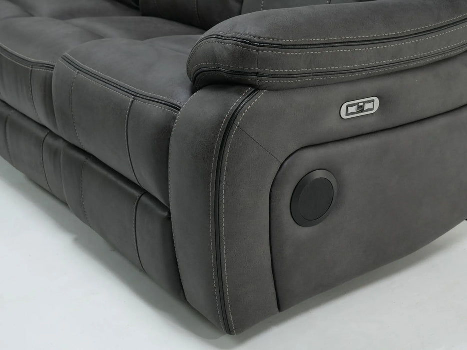 3 Seater Hi-Tech Sofa | Electric Recliner Home Cinema Seat in Grey Fabric | Uneven Seats + Speakers Not Working | Vinson | Second Hand Sofas 208