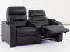 2 Seat Electric Recliner Home Cinema Theatre Sofa | Real Leather Couch In Black + LED Lights + LED Cupholders + Storage - Trapani - 26