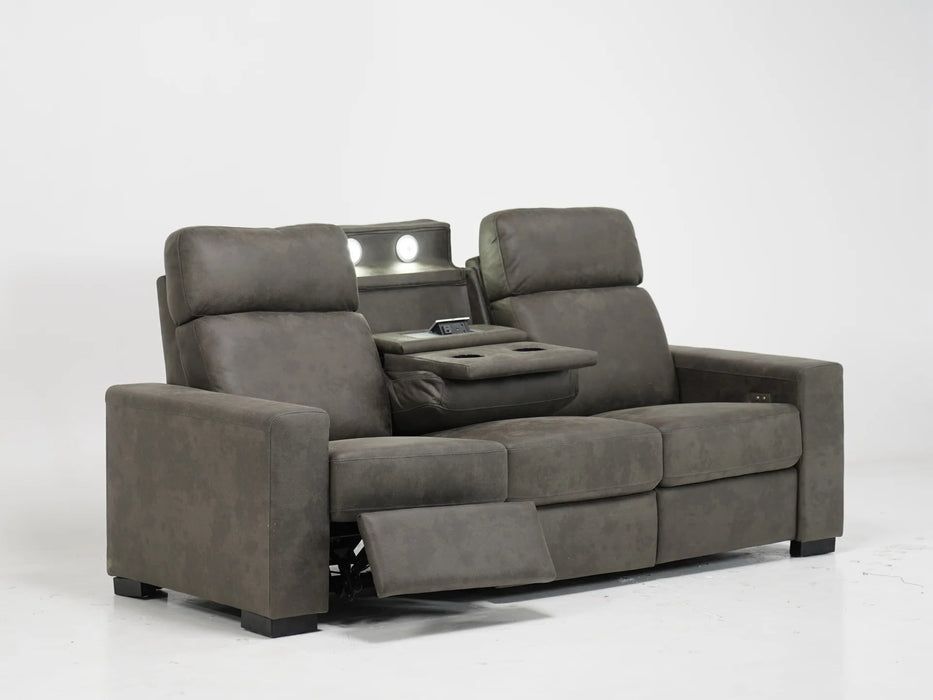 3 Seater Electric Recliner Sofa in Grey Fabric with Drop Down Table, Reading Lights, Cup Holders & Wireless Charger - Palmero - 22