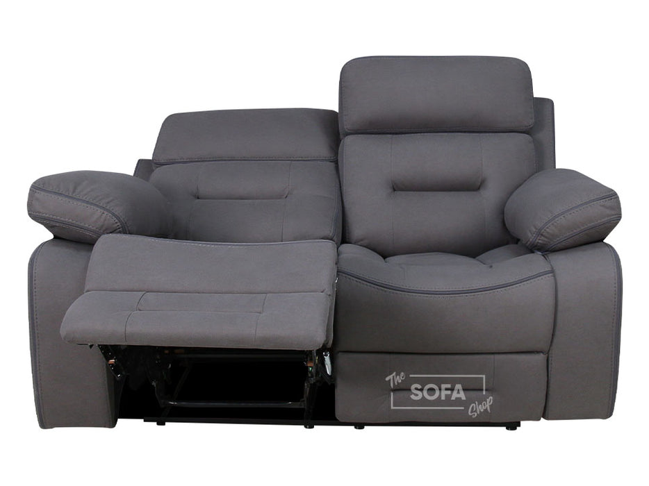 3 2 1 Recliner Sofa Set. 3 Piece Recliner Sofa Package Suite in Dark Grey Fabric with Drop-Down Table & Drinks Holder- Foster