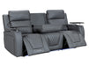 3 Seater Electric Recliner with Power, Massage & Cup Holders - Smart Cinema Sofa in Grey Leather - Venice Series Two