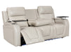 3+1 Electric Recliner Sofa Set inc. Cinema Seat in Light Beige Leather. 2-Piece Cinema Sofa Set with USB & Storage Box - Venice Series Two