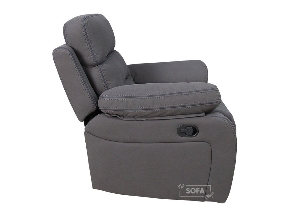 2+1 Recliner Sofa Set inc. Chair in Dark Grey Fabric - Foster