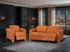 3+1 Recliner Cinema Sofa Set | Electric Reclining Sofa Suite in Orange Real Leather with USB Ports & Power Headrests | Turin | The Sofa Shop