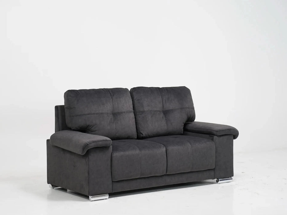 2 Seater In Dark Grey Velvet With Chrome Feet Kansas - Sample Sofas 19