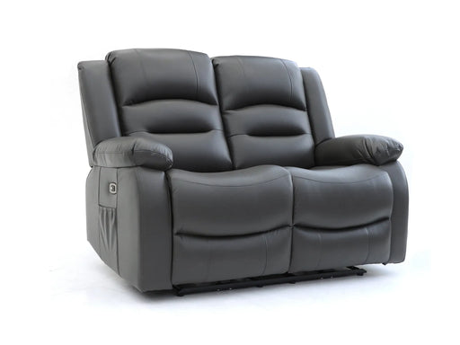 2 Seater Electric Recliner Sofa | Grey Leather Recliner With USB Ports | Alva | The Sofa Shop