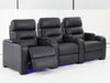 3 Seat Electric Recliner Home Cinema Theatre Sofa | Real Leather Couch in Black with Power Reclining, Power Headrests, LED Cup Holders & Storage Arms - 24