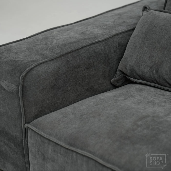 1 Seater Static Grey Fabric Sofa With Freestanding Flexibility | Tape Marks On Arms & Black Mark At Back | Vicenza | Second Hand Sofa 28