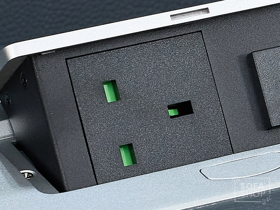 Real Leather 3+1 Recliner Cinema Sofa Set In Blue with Power Headrest, Power Recliner, Drop-Down Table, Massage, LED Lights, USB Ports & Tray Tables | Cinema Sofa Set | Capri