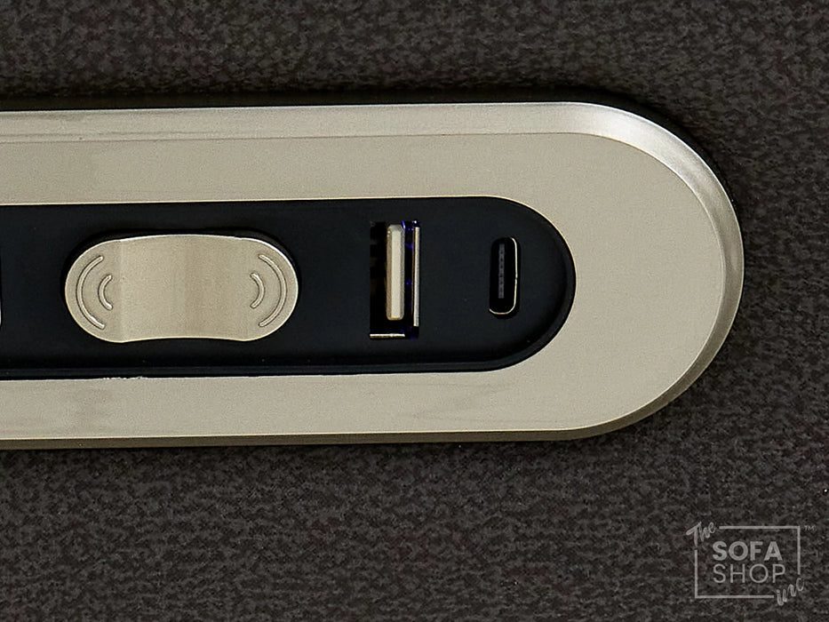 3 Seat Electric Recliner Home Cinema Theatre Sofa | Fabric Couch In Grey with Massage + Cupholders + Table + USB + Speakers | Vinsonova | The Sofa Shop