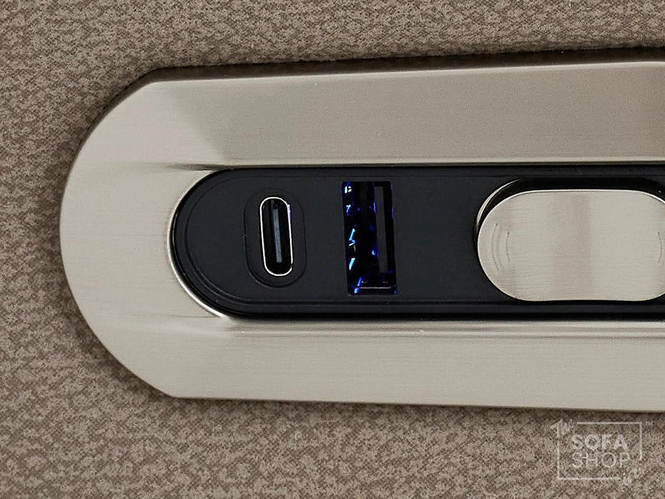 1 Seat Electric Recliner Chair Home Cinema Sofa | Fabric Chair In Beige | Hi-Tech Chair with Massage, Padded Armrests, USB & Power Headrest | Florence