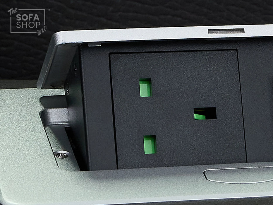 3 Seat Electric Recliner Home Cinema Sofa | Fabric Couch In Charcoal Grey | Hi-Tech Sofa with Massage + Cupholders + Table + Power Headrests + Speakers | Florence