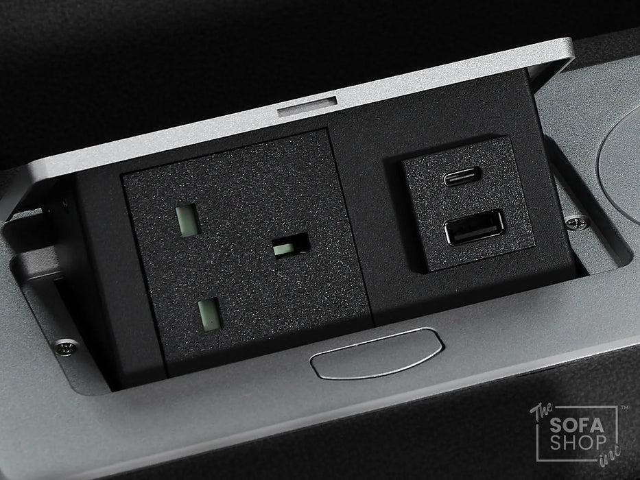 3 Seater Real Leather Electric Recliner Cinema Sofa in Black | Hi-Tech Sofa with Adjustable Headrest, Lumbar Support, Wireless Charger | Milano | The Sofa Shop