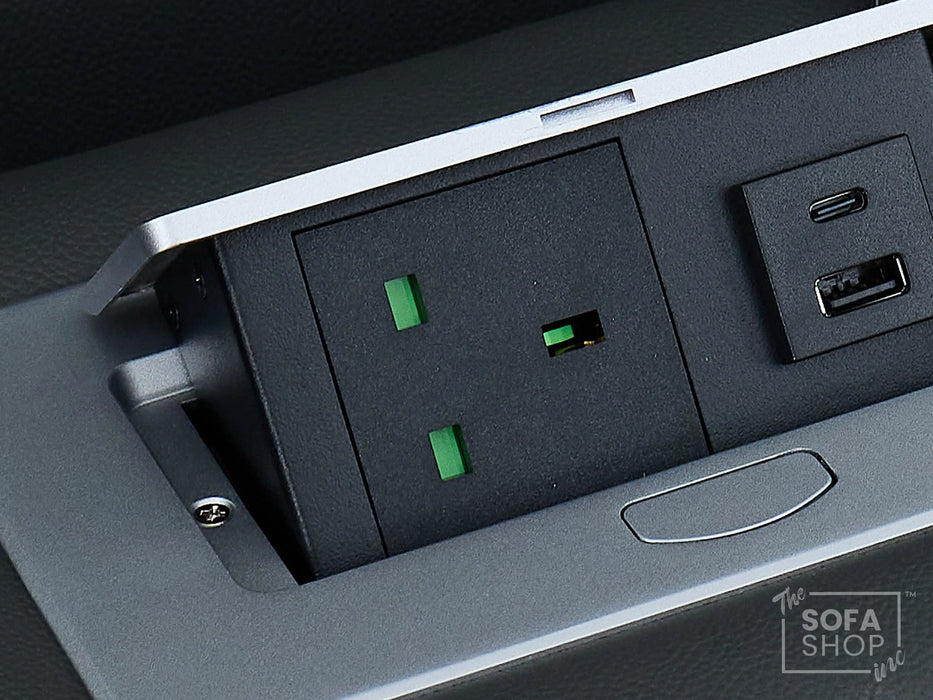 3 Seater Real Leather Electric Recliner Cinema Sofa in Grey | Hi-Tech Sofa with Adjustable Headrest, Lumbar Support, Wireless Charger | Milano | The Sofa Shop