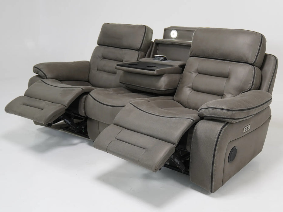 3 Seater Electric Recliner Cinema Sofa In Grey Resilience Fabric | Left & Right Side Panels Scuffed at Back | Tuscany | Customer Return in Good Condition – Second Hand Sofas 11