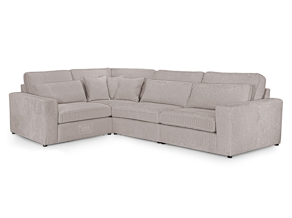 Left Hand Facing Corner Sofa in Grey, White Or Mocha Fabric -  Kiana