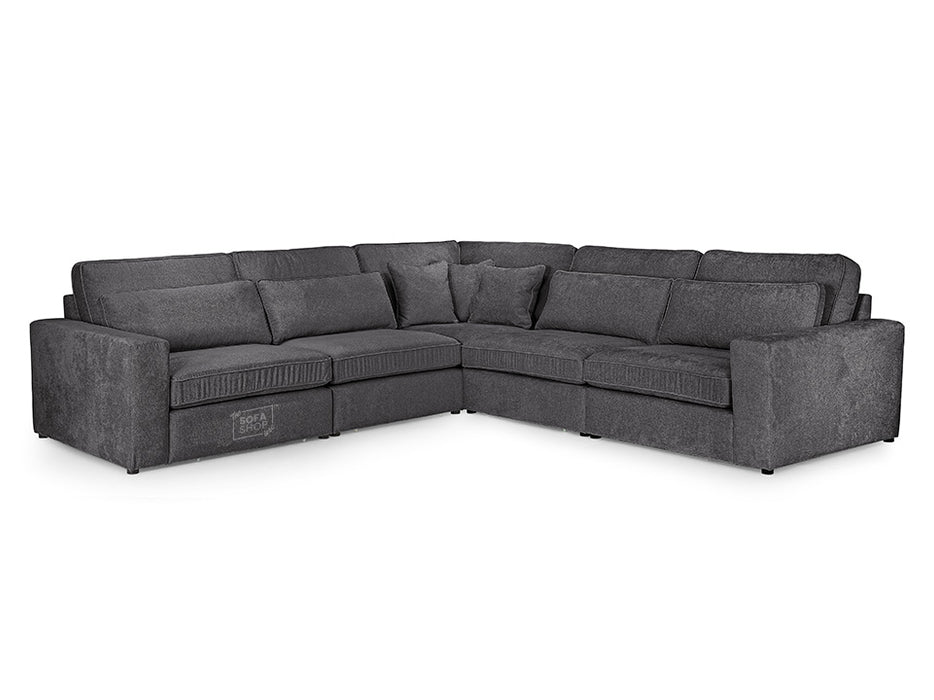 Modular Corner Sofa In Grey, White Or Mocha Fabric -  Kiana