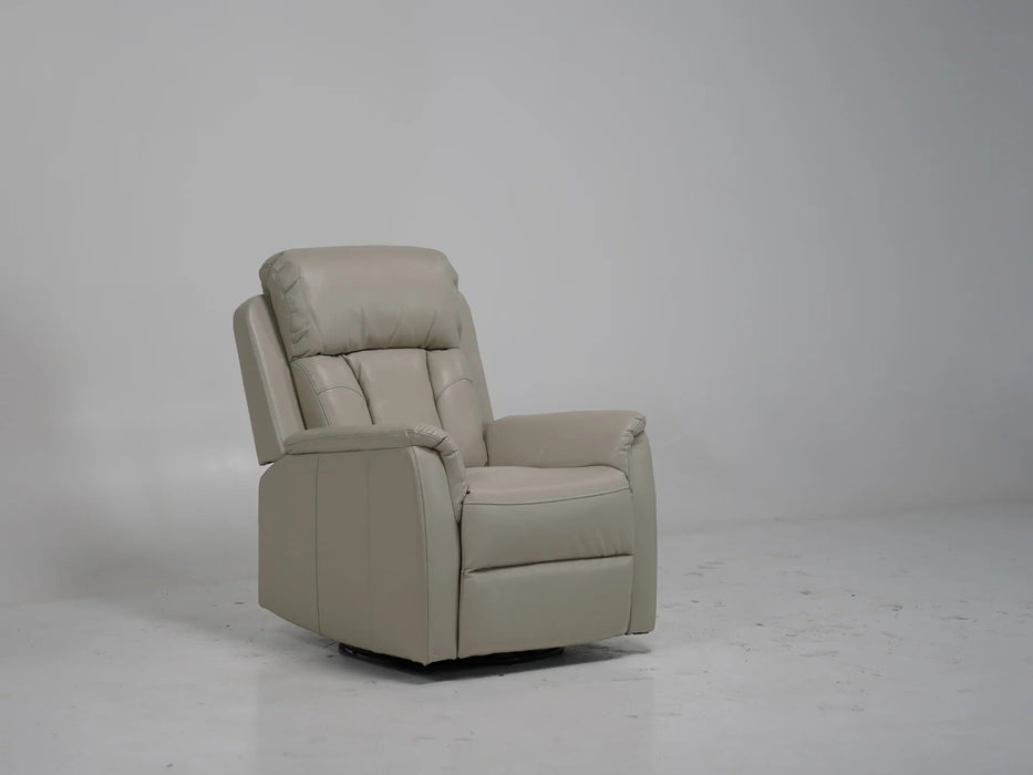 Cream Leather Reclining Rocker & Swivel Chair - 14