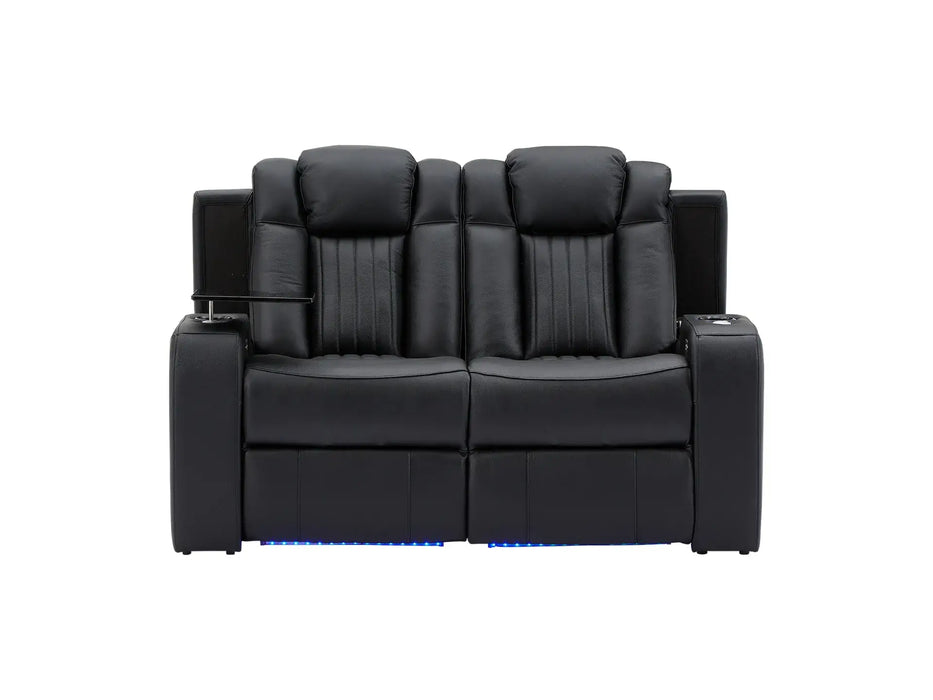 2 Seater Recliner Hi-Tech Couch | Smart Cinema Sofa in Black Real Leather with Power Headrests, LED, Table & USB | Capri | The Sofa Shop - 33