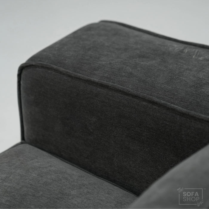 1 Seater Static Grey Fabric Sofa With Freestanding Flexibility | Tape Marks On Arms & Black Mark At Back | Vicenza | Second Hand Sofa 28