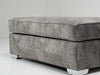 Large Grey Plush Velvet Footstool - 40