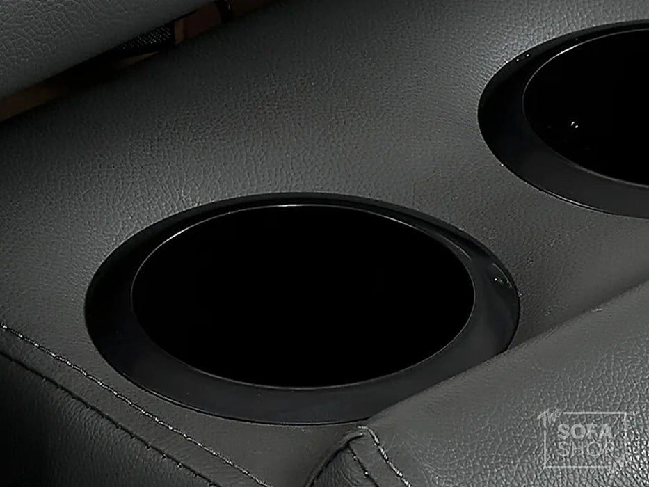 2 Seater Real Leather Electric Recliner Sofa | Cinema Sofa | Hi-Tech Sofa in Grey with Massage, Middle Console, Adjustable Headrests & USB | Turin