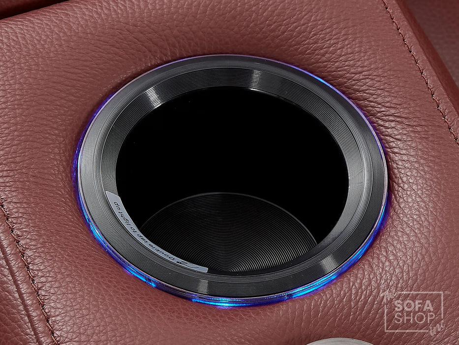 1 Seat Real Leather Electric Recliner Chair Home Cinema Sofa In Red with Full Reclining Seat + LED for Home Theatre Setup | Capri | The Sofa Shop