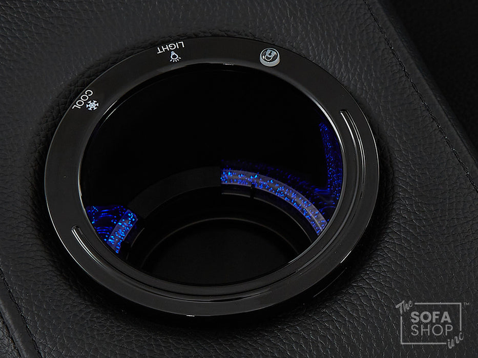 1 Seat Real Leather Electric Recliner Chair in Black With Massage + Cup Holders + Storage Compartments | Sofa Sale | Assisi Series One