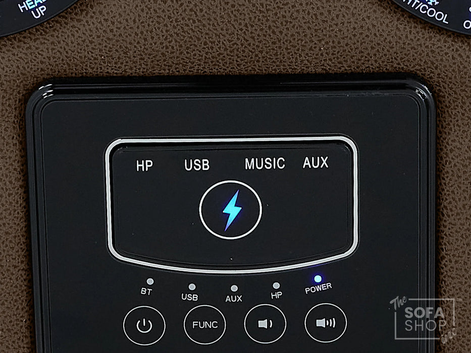 2+1 Electric Recliner Sofa Set | Cinema Sofa Package in Brown Resilience Fabric. 2 Piece Cinema Sofa | Hi-Tech Sofa Set With Massage, LED Cup Holders & USB Ports & Storage | Tuscany