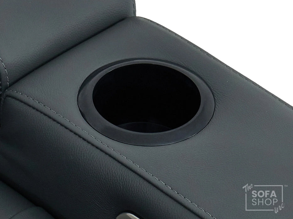 Real Leather Electric Recliner Cinema Chair in Grey | Power Seat With Adjustable Headrest & Power Lumbar Support | Milano | The Sofa Shop