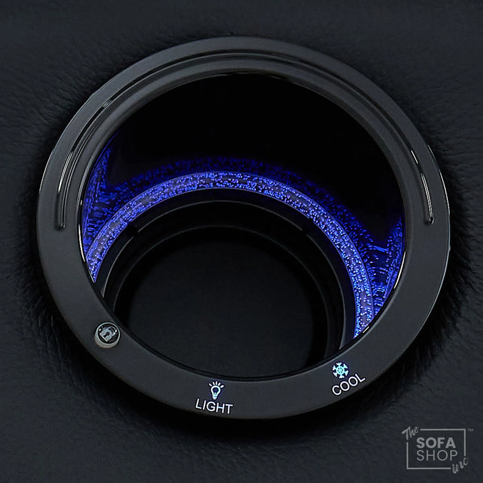 2+1 Electric Recliner Sofa Set inc. Chair in Black Real Leather with Massage, Storage & Power Headrest & Cup Holders - 2 Piece Cinema Sofa Set - Sicily