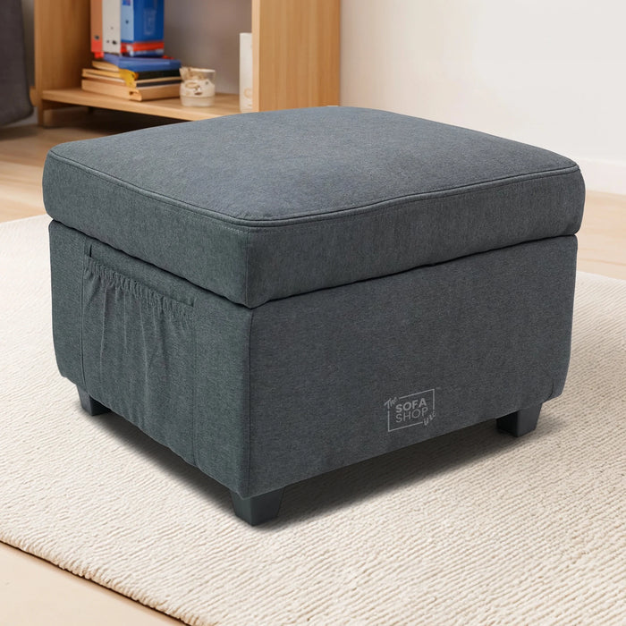 Dark Grey Fabric Storage Footstool - Ravenna